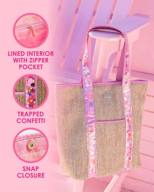 BRING ON THE FUN WOVEN CONFETTI TOTE BAG