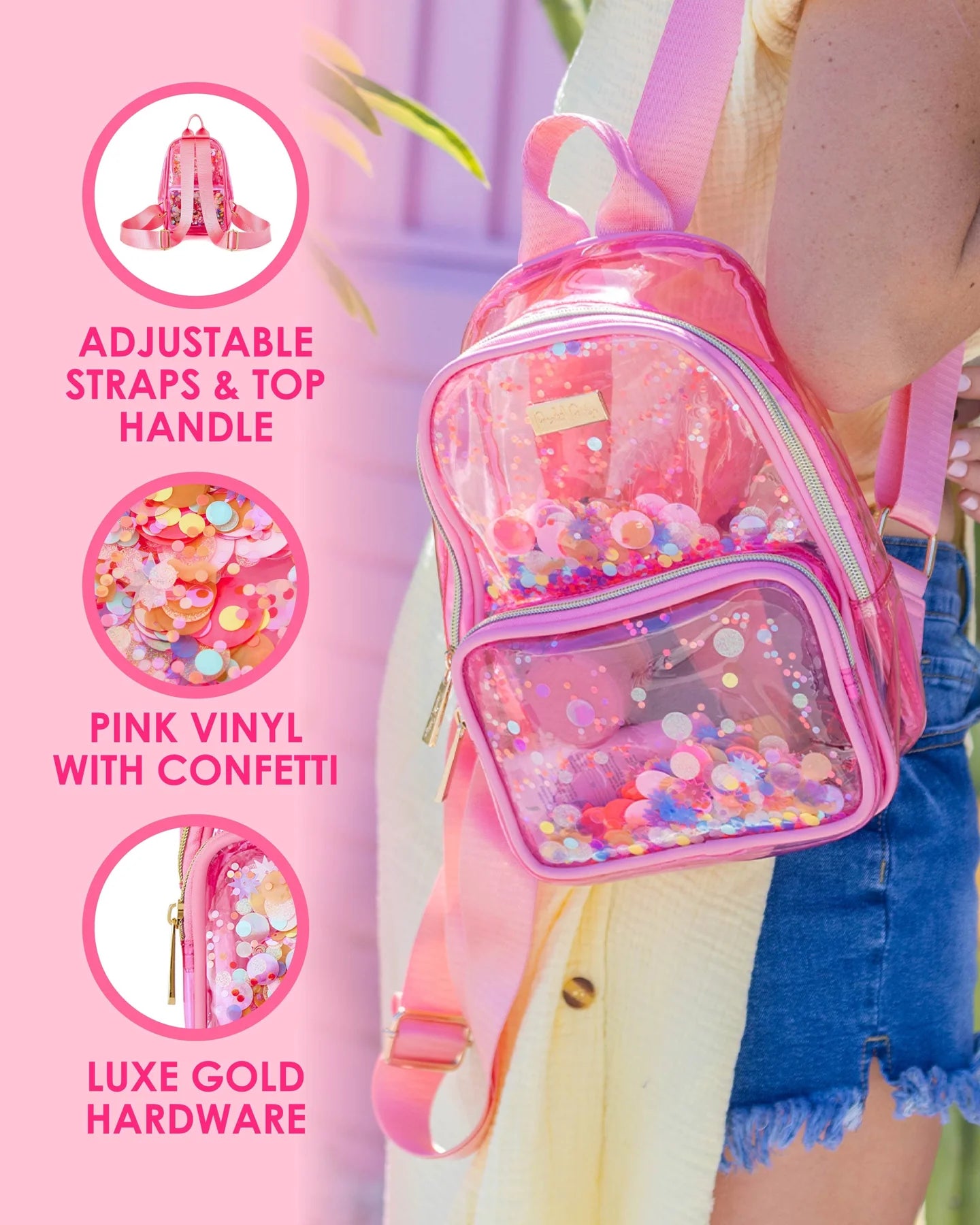 BRING ON THE FUN MINI CLEAR CONFETTI BACKPACK
