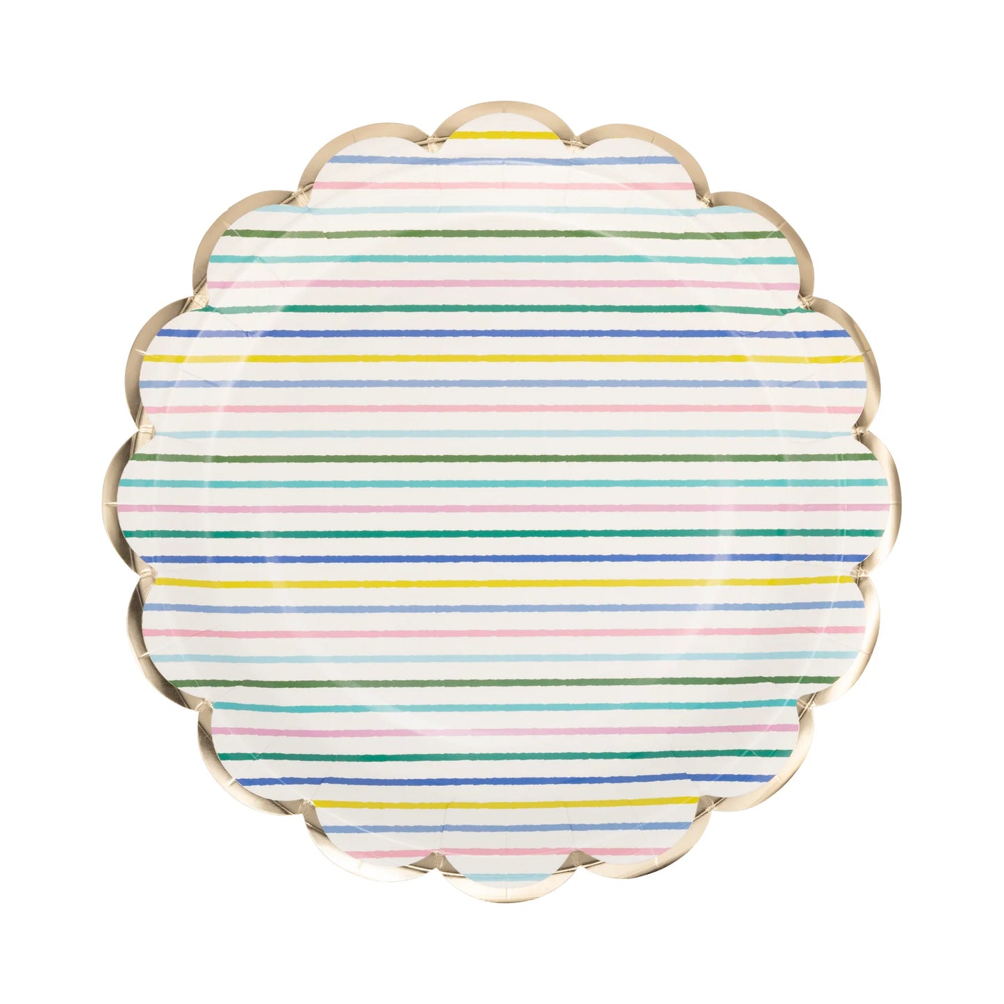Plato de papel con rayas de primavera