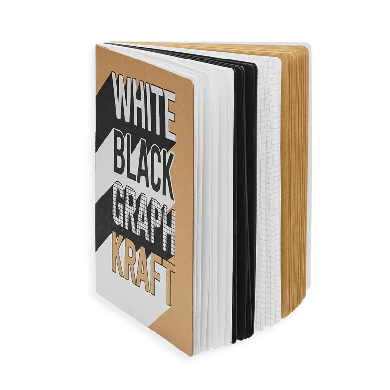Libreta de Hojas de Trabajo -White Black Graph Kraft