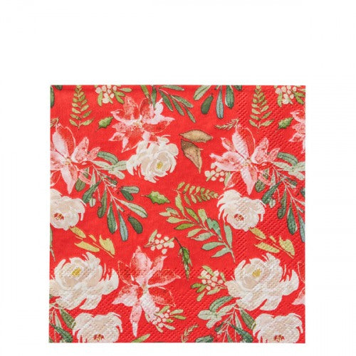 Servilletas Red Winter Blossom Cocktail Napkins