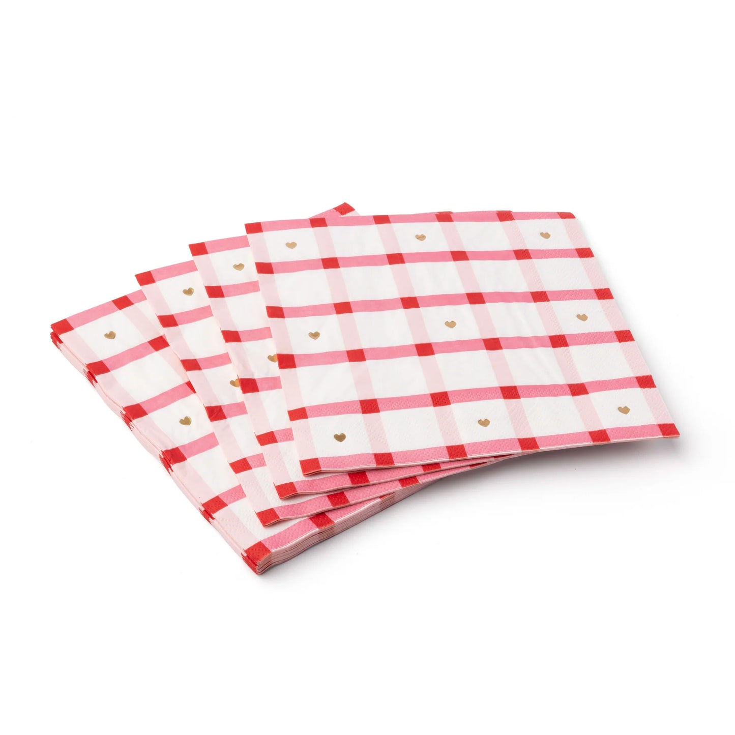 Servilletas de cena a cuadros con detalles de corazón