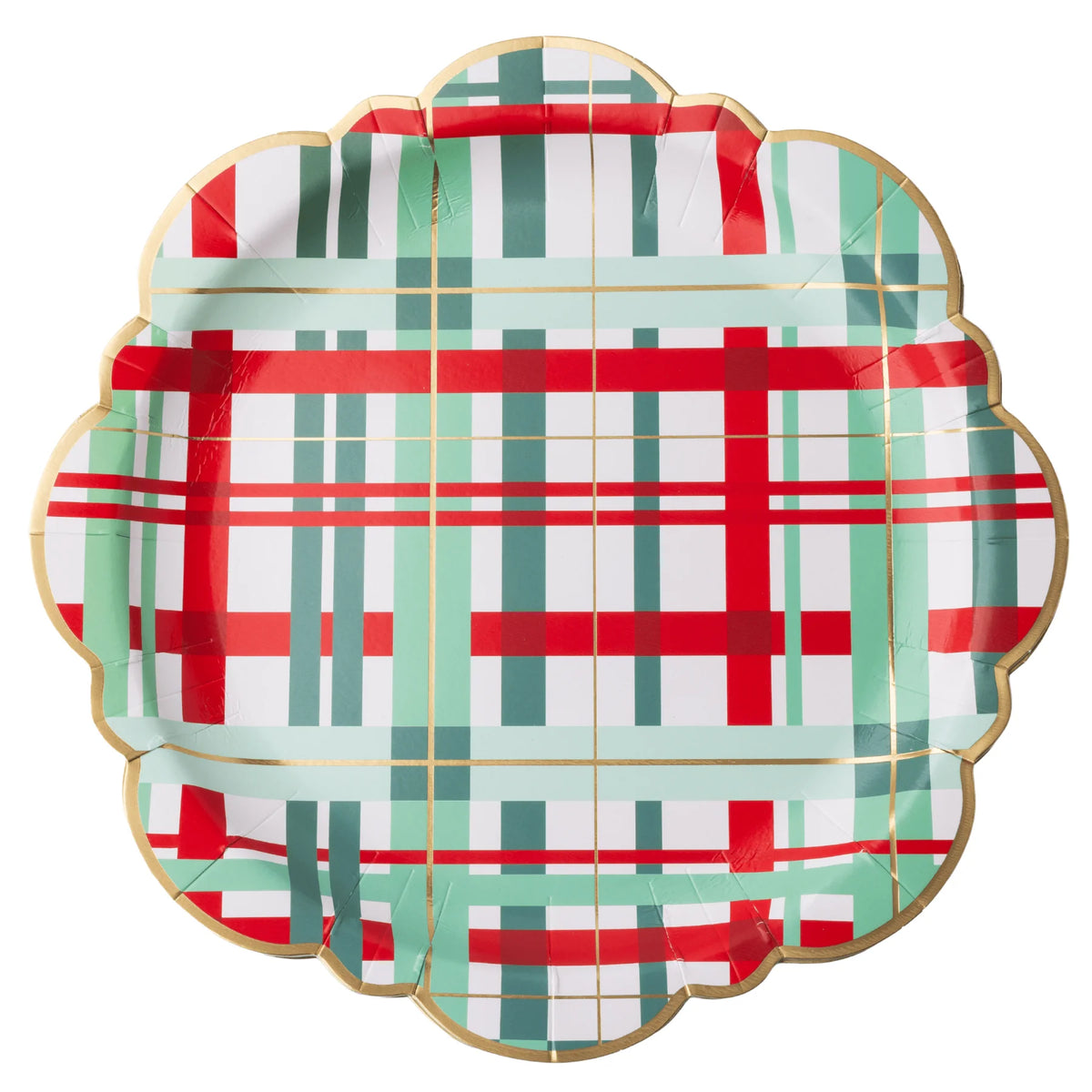 Platos llanos con estampado de cuadros navideños clásicos