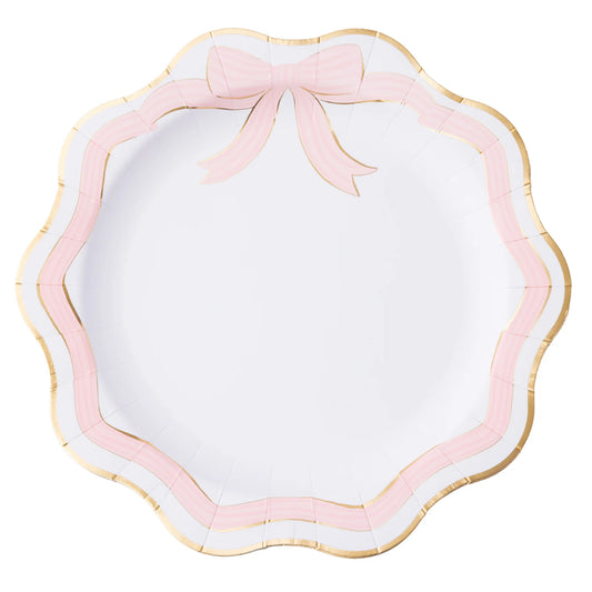 ELEGANT PINK & GOLD BOW DINNER PLATES