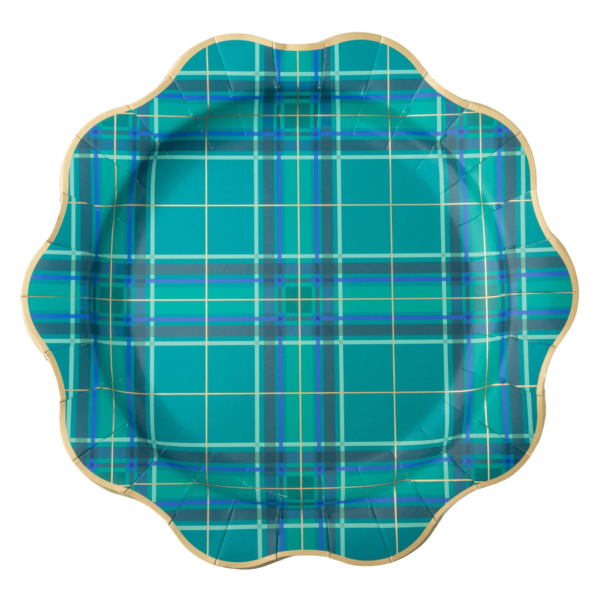 Platos llanos navideños con elegante estampado de cuadros