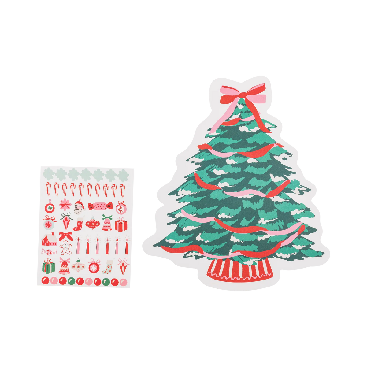 Manteles individuales con forma de árbol de Navidad y pegatinas