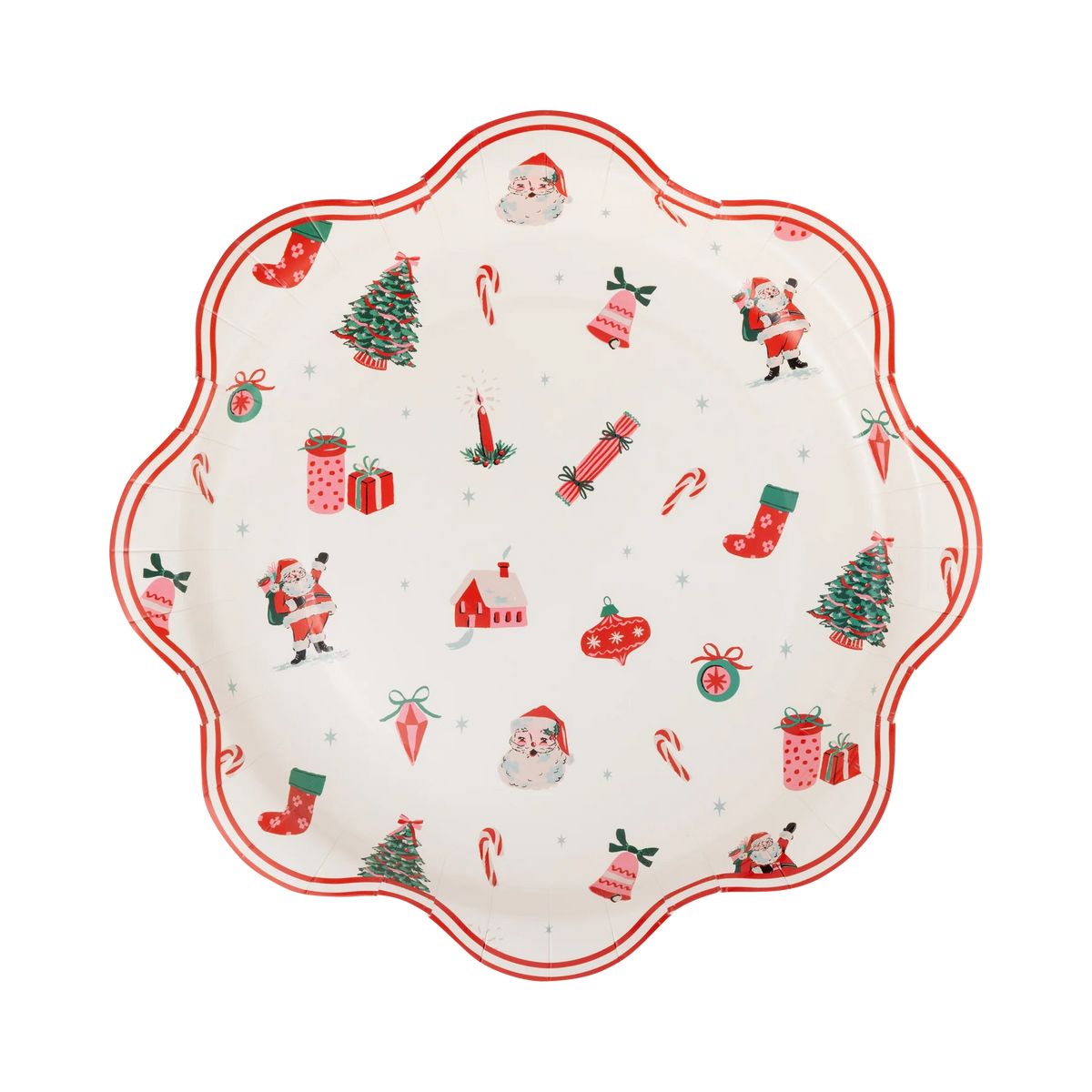 Santa and Christmas Tree Print 10" Dinner Plates
