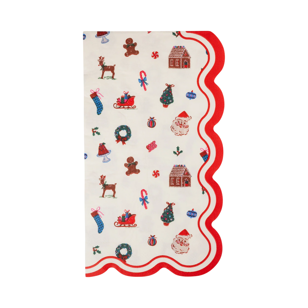 Servilletas de papel para la cena con motivos de Papá Noel y galletas de jengibre