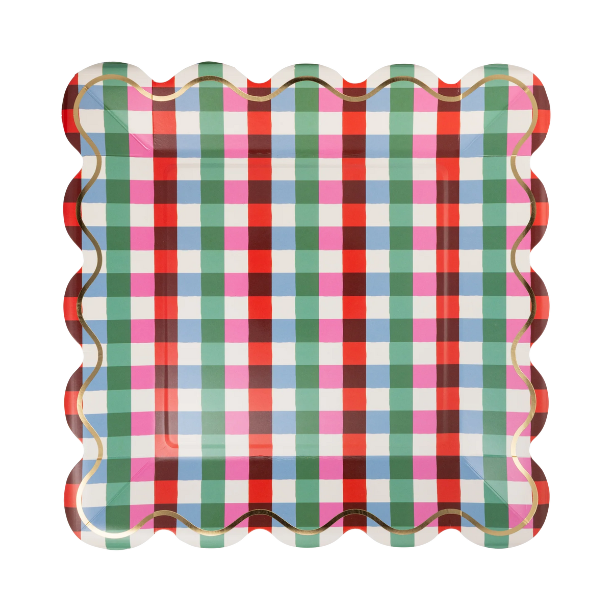Platos de papel para cena, de 9 pulgadas, con diseño navideño de cuadros tipo vichy