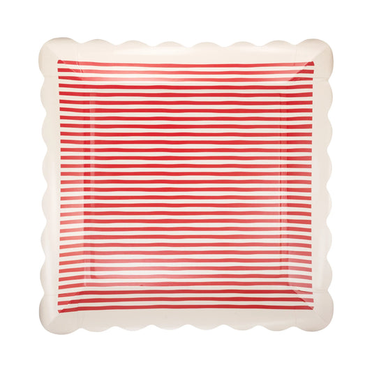 Plato Rayas Rojo