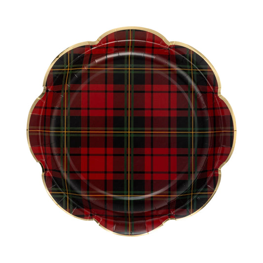 Platos  Cuadros Rojo Navideños