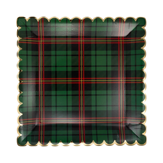 Platos  Cuadros Verde Navideños