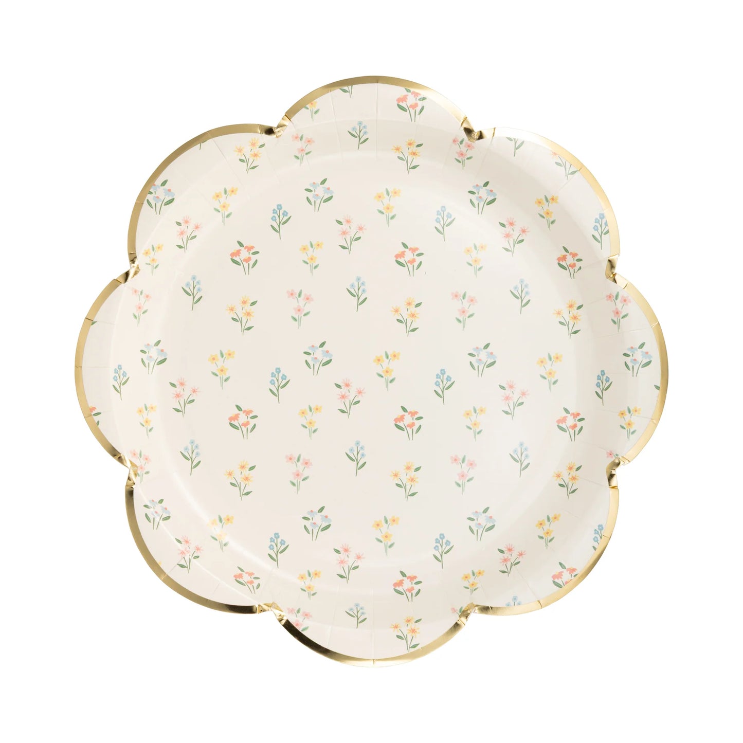 Plato de papel con diseño floral pequeño