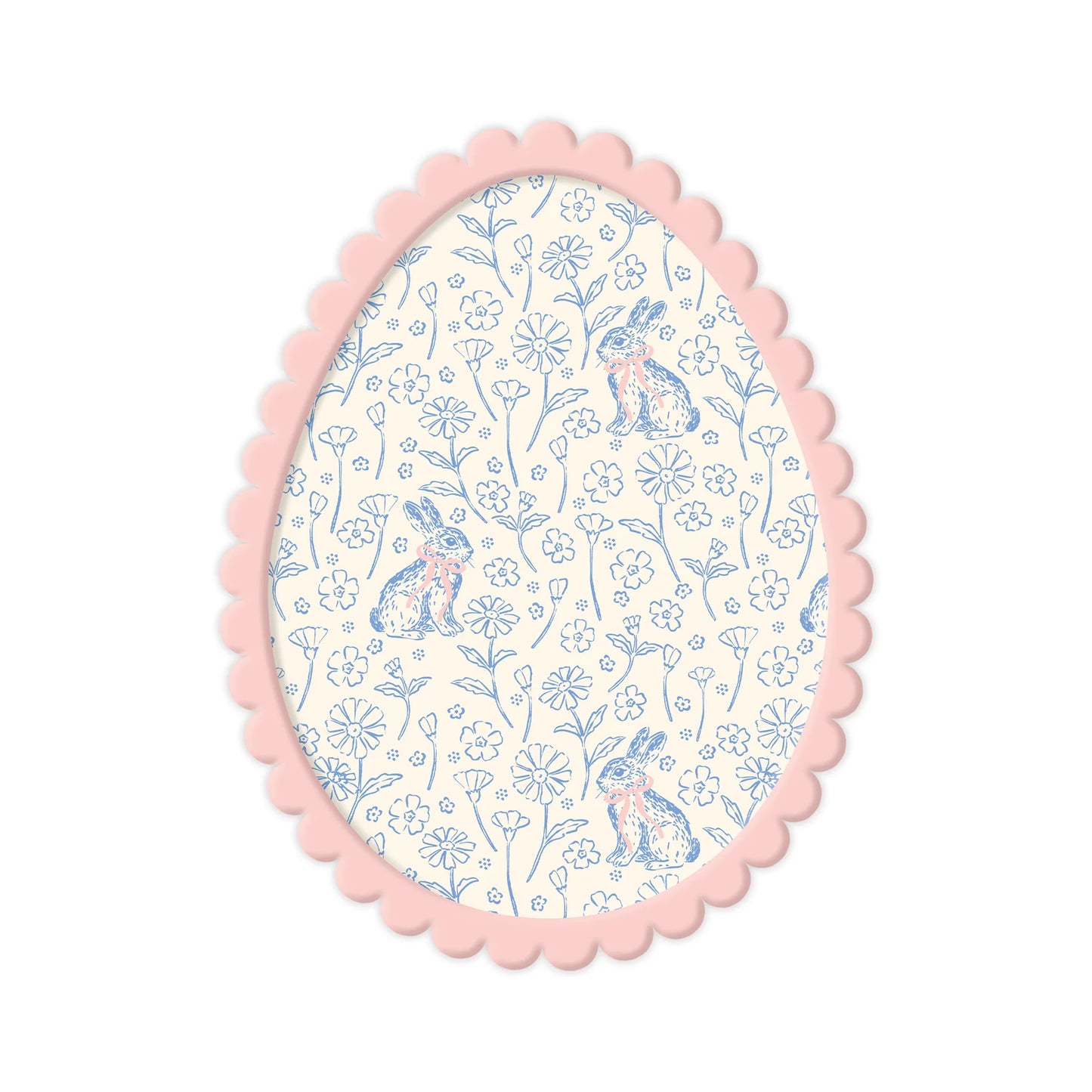 Bunny Pattern Scallop Egg Shaped Plate