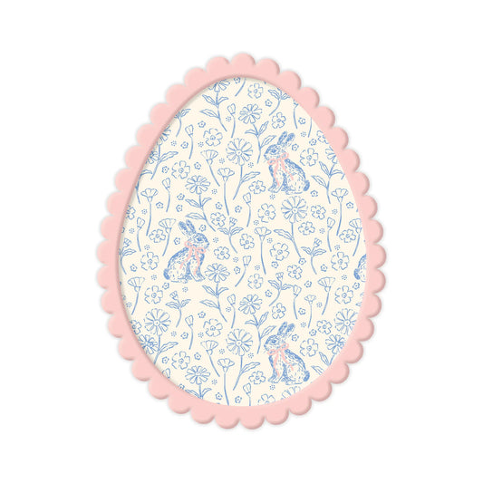 Bunny Pattern Scallop Egg Shaped Plate