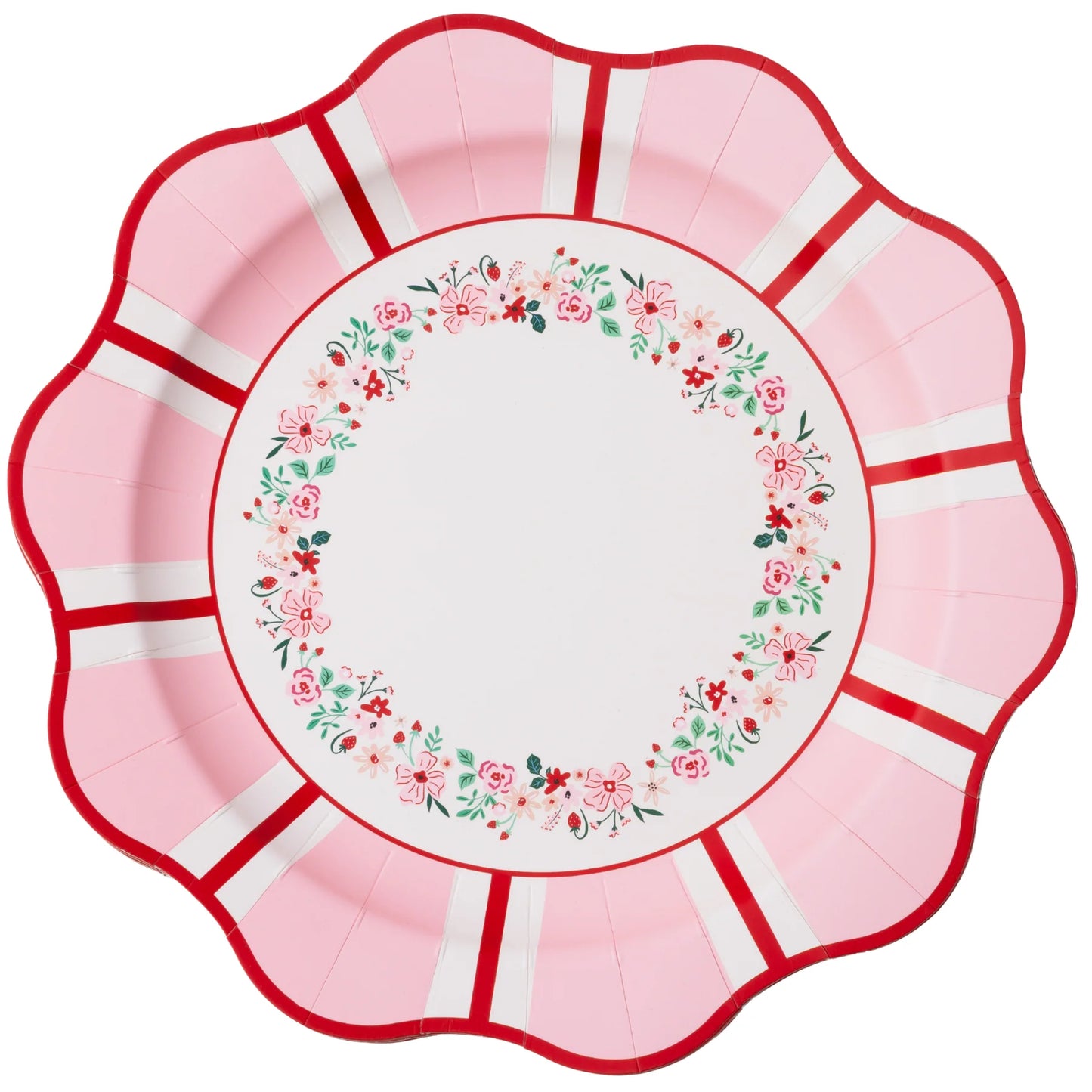Platos  floral rosa y rojo Grande
