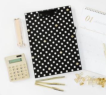 Clipboard Folio, Polka Dot (Blanco/Negro)