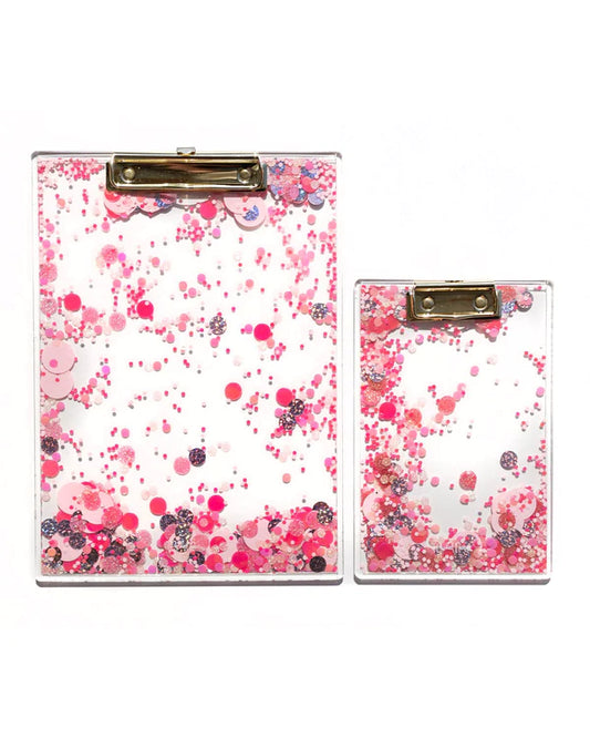 pink party confetti clear clipboard