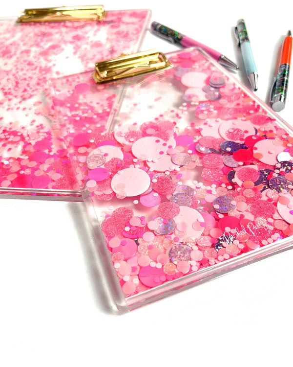 pink party confetti clear clipboard