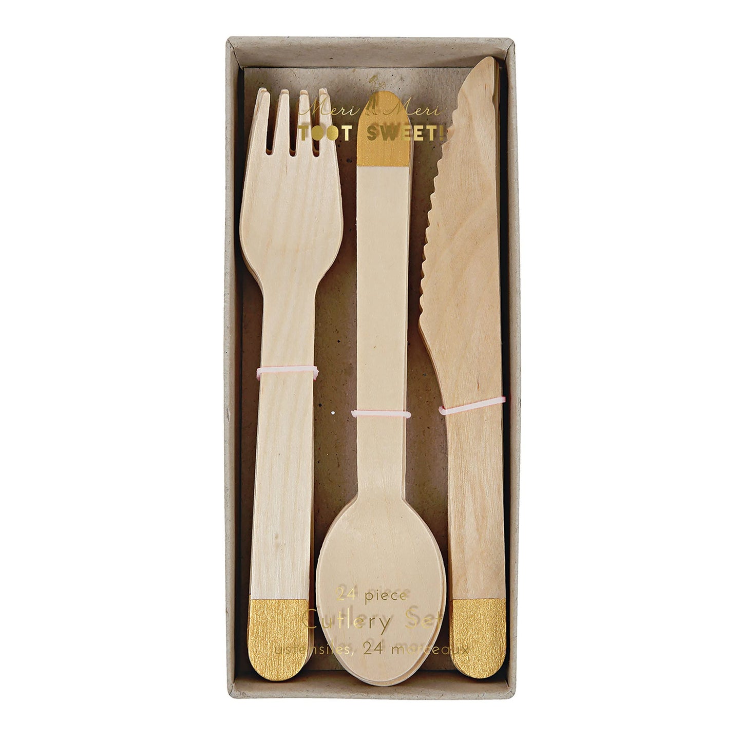 Set Cuberteria Madera Gold