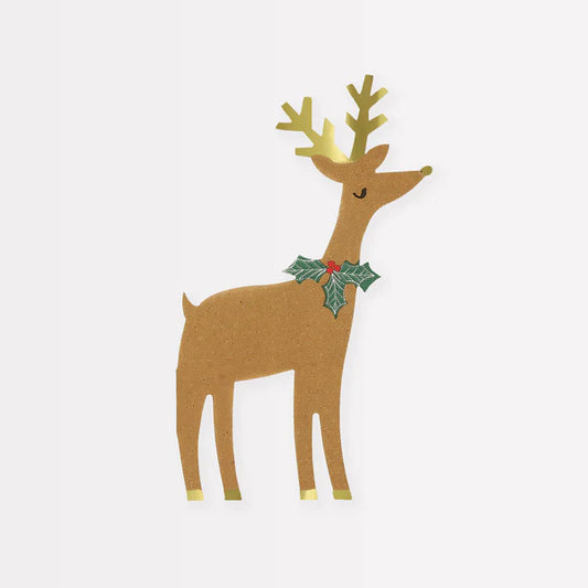 Reindeer With Holly  Servilletas