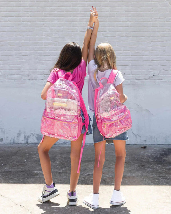 Mochila pink party confetti clear