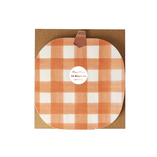 Gingham Pumpkin Servilletas